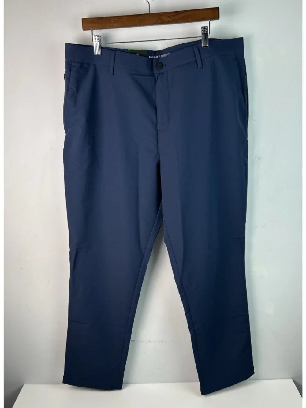 Banana Republic Men's 38x30 Flat Front Stretch Tech Pants Blue Slim G2175 NWT
